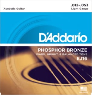 JEU de Cordes D'ADDARIO EJ16 pour Guitare accoustique - Light 12-16-24-32-42-53