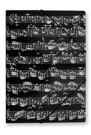 Chemise cartonnée avec élastique - NOIRE - Notes de musique