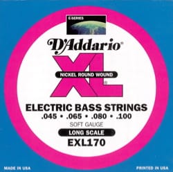 JEU de Cordes D'ADDARIO pour Guitare Basse EXL170 RW 45/100 Regular Light