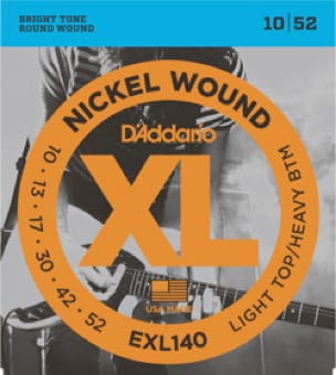 JEU de Cordes D'ADDARIO pour Guitare Electrique EXL140 LTHB 10/52 Nickel Wound