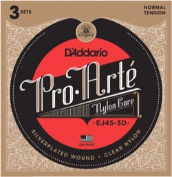 JEU de Cordes D'ADDARIO PRO ARTE - 3 Jeux Normal /Nylon Clair-Plaqué Argent