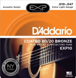 JEU de 6 Cordes EXP10NY D'ADDARIO - Super Light 10-47 - GUITARE FOLK