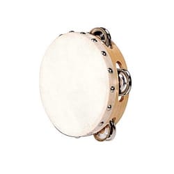 TAMBOURIN FUZEAU en peau naturelle 15 cm + 8 Cymbalettes 