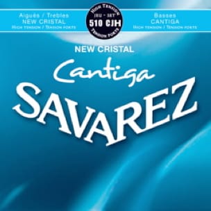JEU de Cordes SAVAREZ CANTIGA NEW CRISTAL BLEU - Tension Forte basses polies