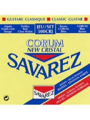 JEU de Cordes pour Guitare SAVAREZ NEW CRISTAL CORUM ROUGE / BLEU tension mixt