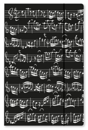 Grande chemise cartonnée avec élastique - NOIRE - Notes de musique