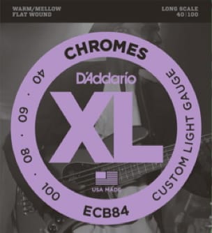 Jeu de 4 cordes D'Addario CDDECB84 Chromes Custom Light Gauge pour guitare basse