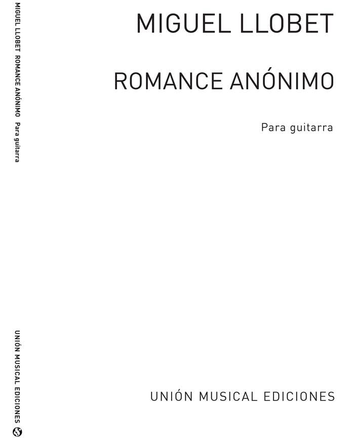 Romance Anonimo Miguel Llobet Partition Guitare