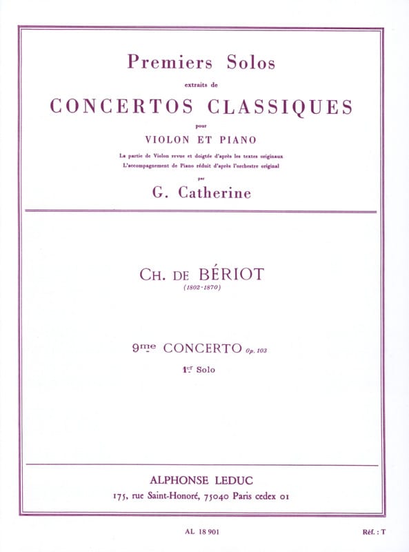 1er Solo du Concerto n° 9 BÉRIOT Partition Violon