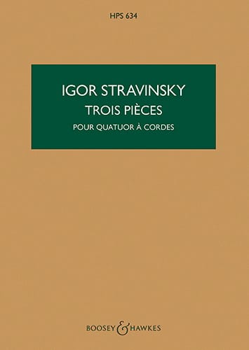3 Pieces pour quatuor à cordes - Score - STRAVINSKY - Partition