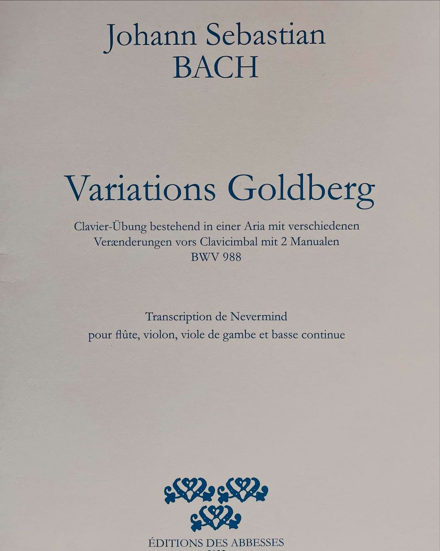Variations Goldberg - Nevermind BACH Partition Quatuors