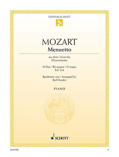 Menuett KV 334 D-Dur MOZART Partition