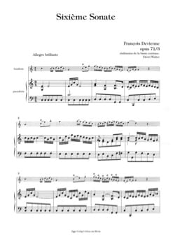 6ème Sonate Op.71 N°3 DEVIENNE Partition Hautbois