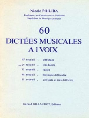 60 Dictées musicales à 1 voix - Volume 2 - Nicole Philiba - Partition