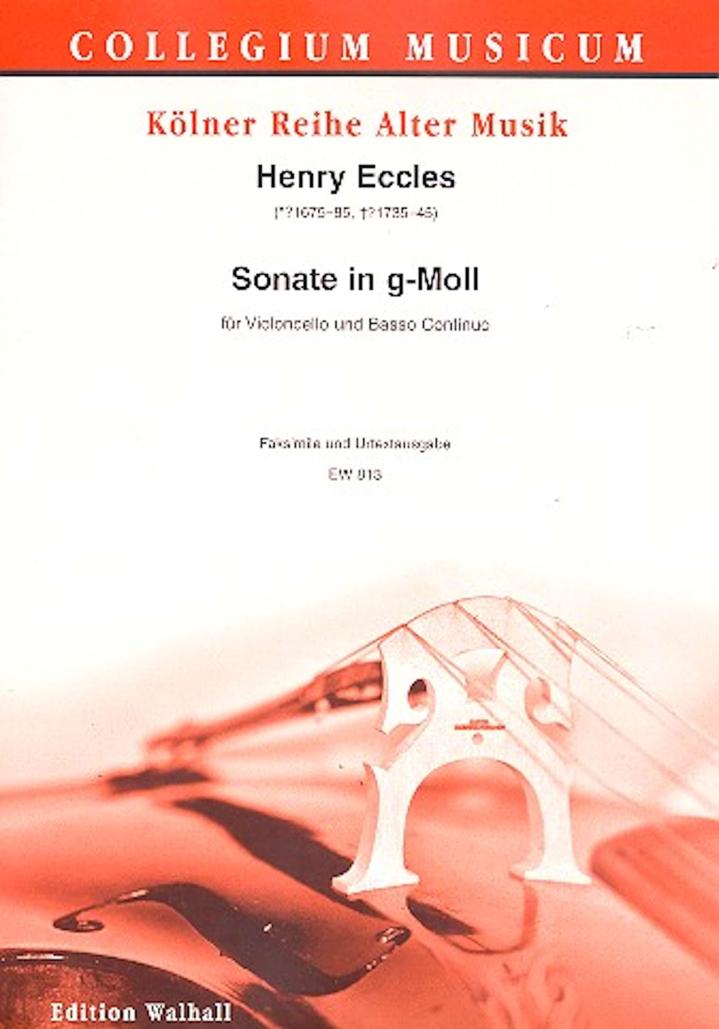 Sonate g-moll Henry Eccles Partition Violoncelle