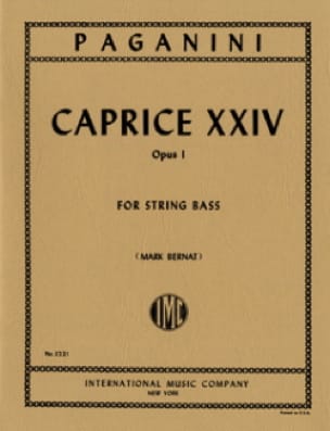 Caprice n° 24 op. 1 - String bass PAGANINI Partition Contrebasse