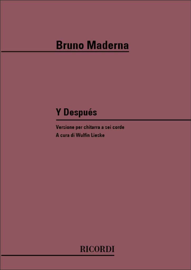 Y Despues Bruno Maderna Partition Guitare