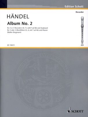 Haendel Album Nr. 2 - 2 oder 3 Blockflöten und Klavier - HAENDEL