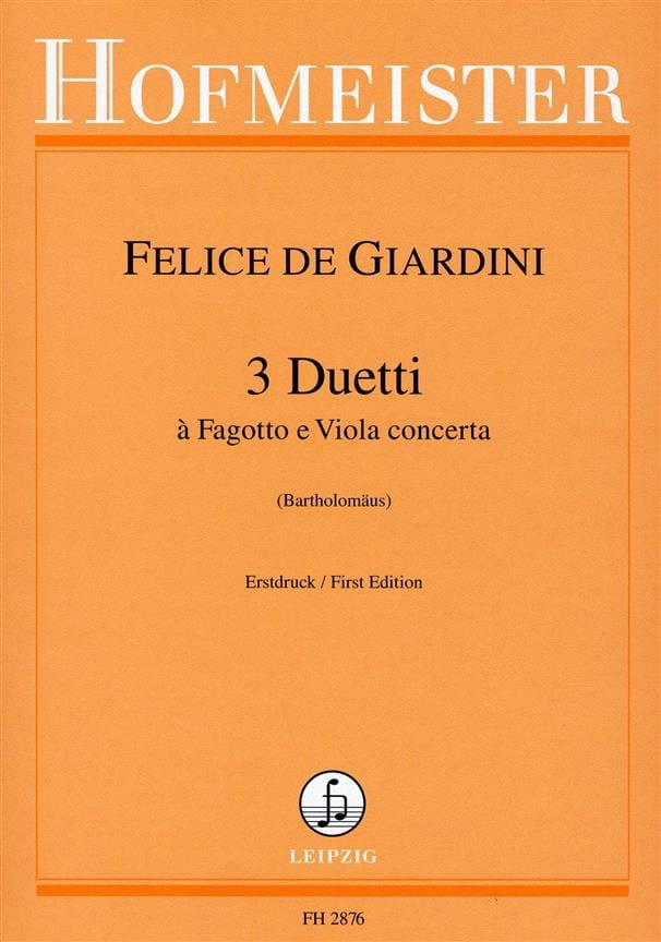 3 Duos - Basson et Alto Felice de Giardini Partition Duos
