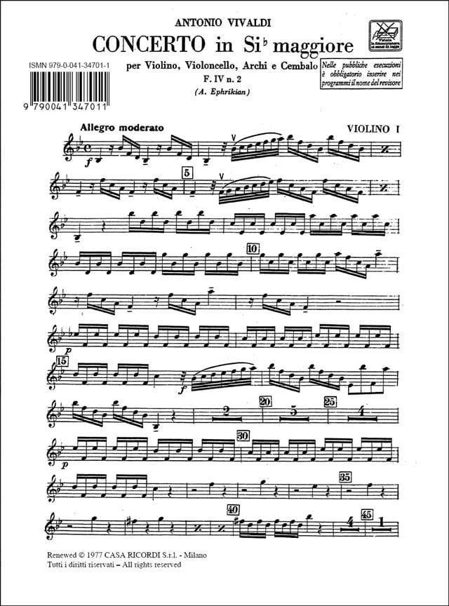 Concerto in sib magg. F. 4 n° 2 - Set - VIVALDI - Partition