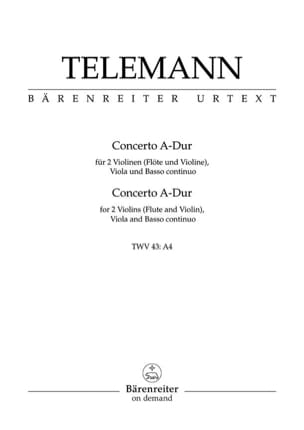 Concerto A-Dur TWV 43 : a4 - Partitur + Stimmen - TELEMANN - Partition