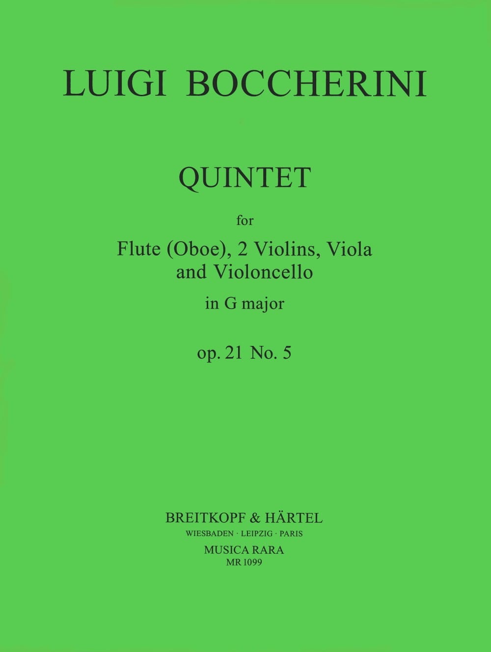Quintet G major op. 21 n° 5 Parts - Flute oboe strings - BOCCHERINI