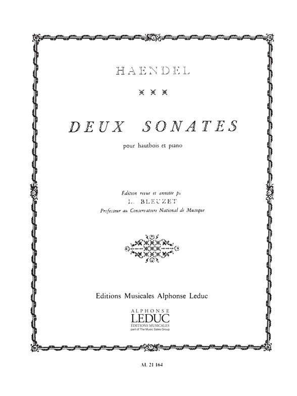 2 Sonates - Hautbois HAENDEL Partition Hautbois