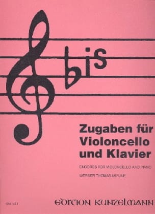Bis pour Violoncelle Werner Thomas-Mifune Partition Violoncelle