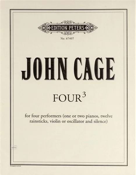 Four 3 for 4 performers (one or two pianos, twelve rainsticks, violin or os