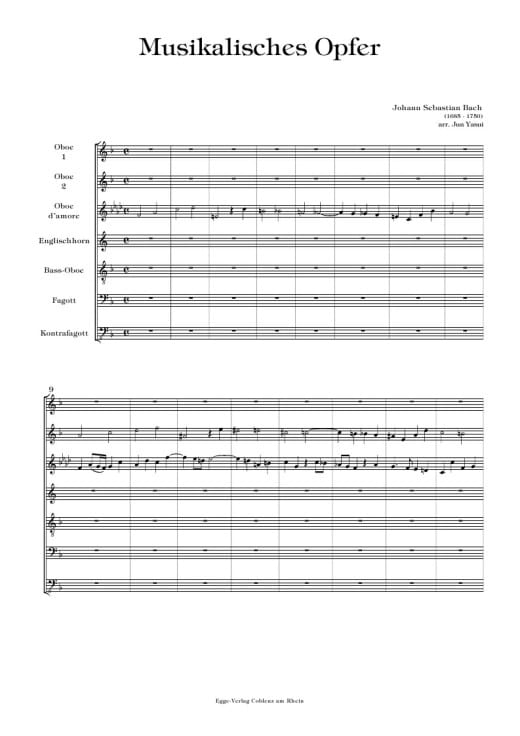 Musikalisches Opfer für Bande de hautbois BACH Partition Hautbois