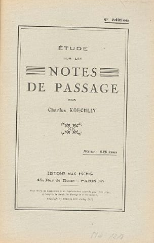 Etude sur les Notes de Passage Charles Koechlin Partition