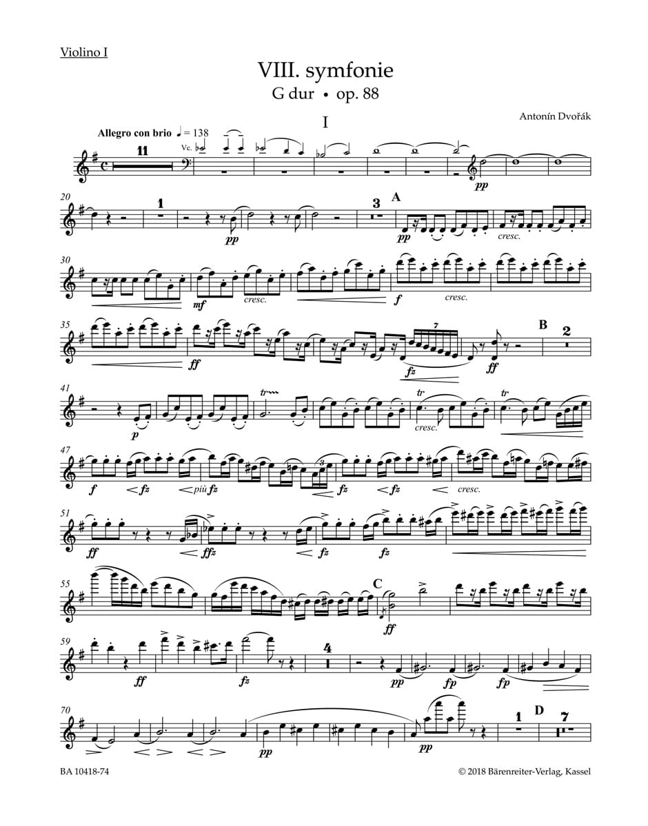 Symphony Nr. 8 G op. 88 - V1 Antonín Dvorák Partition