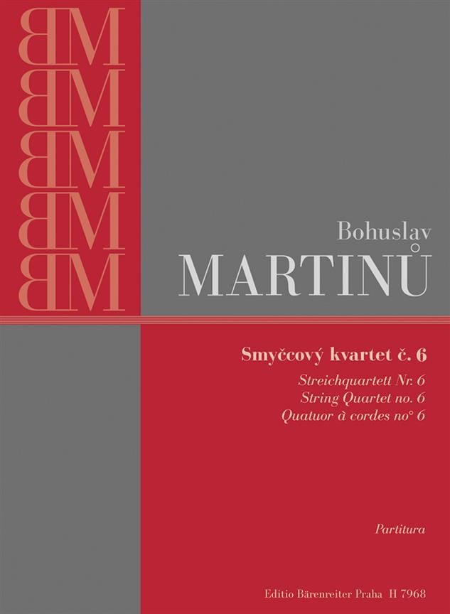 Quatuor à cordes n° 6 - Conducteur MARTINU Partition Grand format