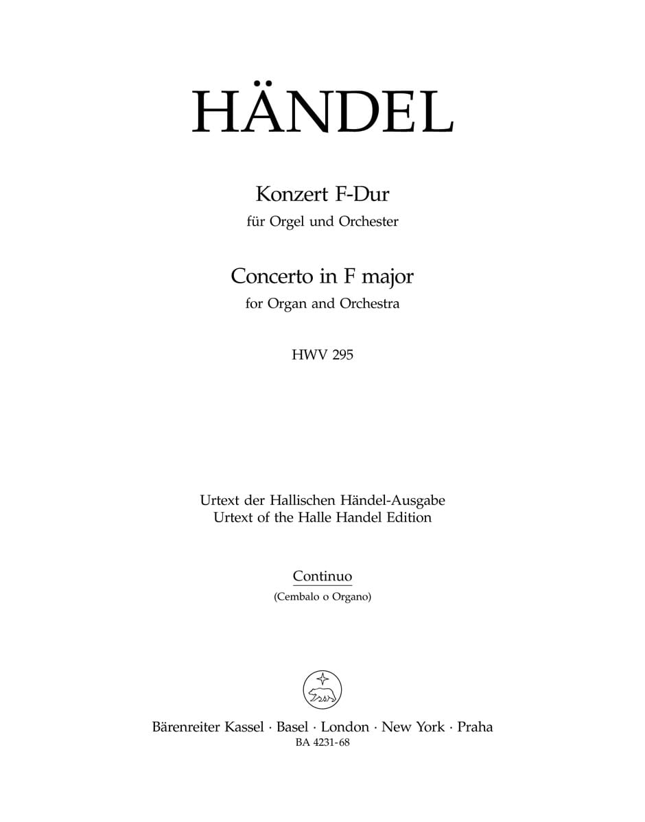 Concerto for Organ and Orchestra HWV 295 HAENDEL Partition