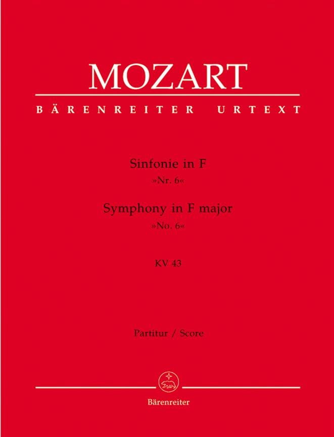 Symphonie Nr. 6 F-Dur KV 43 - Partitur MOZART Partition Grand format