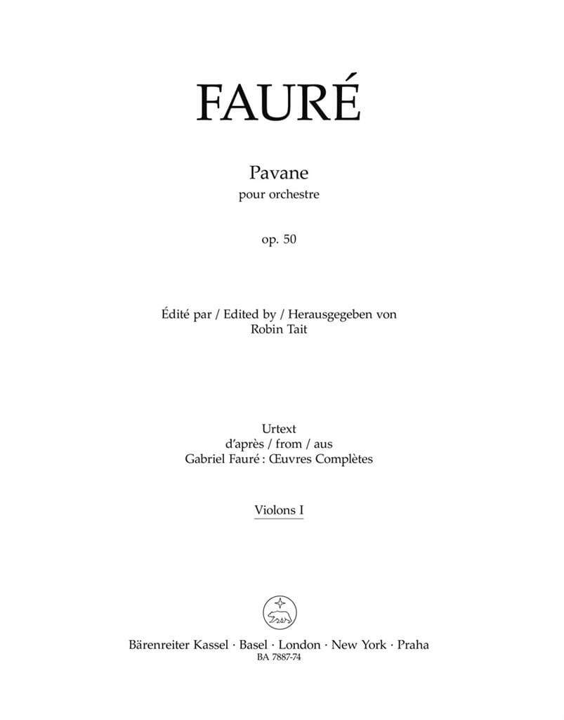 Pavane For Orchestra, Op.50 - Violin I FAURÉ Partition