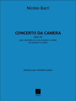 Concerto da Camera - Clarinette et Piano - Nicolas Bacri - Partition