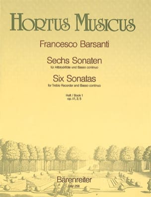6 Sonaten - Heft 1 - Altblockflöte u. Bc - Francesco Barsanti