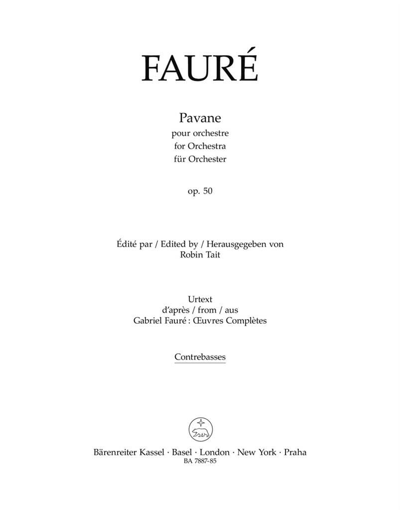 Pavane For Orchestra, Op.50 - Double Bass FAURÉ Partition