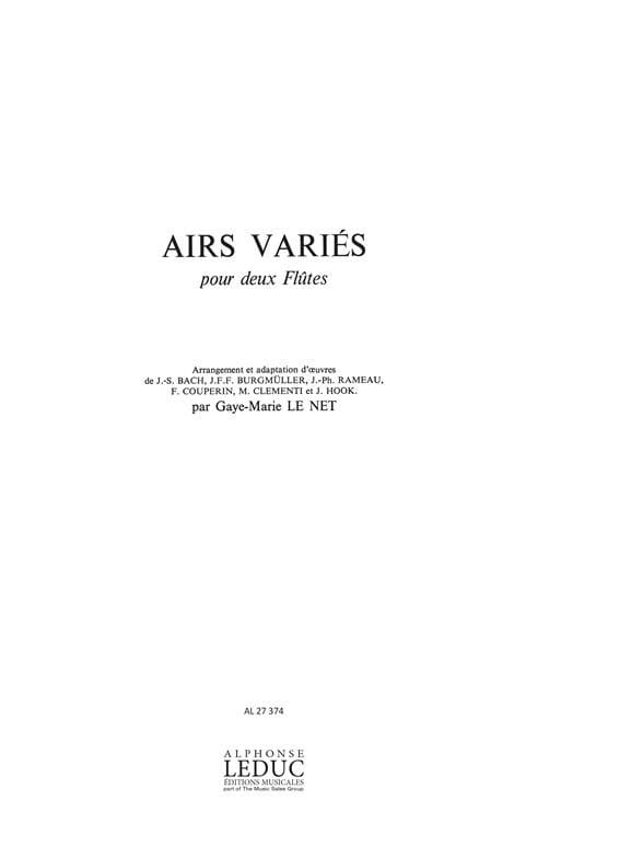 Airs variés - 2 Flûtes Net Gaye-Marie Le Partition Flûte traversière