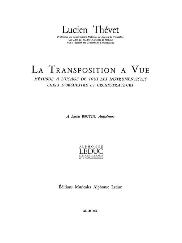 Transposition à vue Lucien Thevet Partition Théories