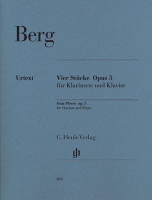 Quatre pièces op. 5 pour clarinette et piano BERG Partition Clarinette