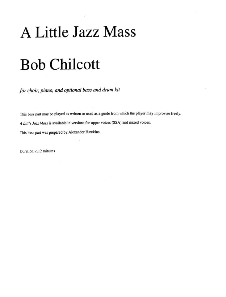 A Little Jazz Mass Bob Chilcott Partition