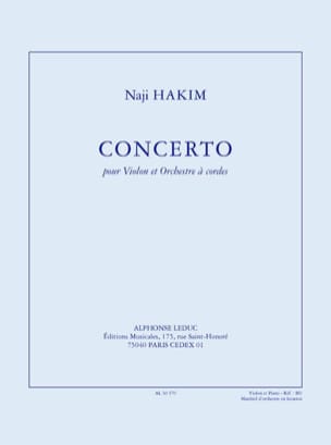 Concerto Pour Violon et Orchestre A Cordes Naji Hakim Partition Violon
