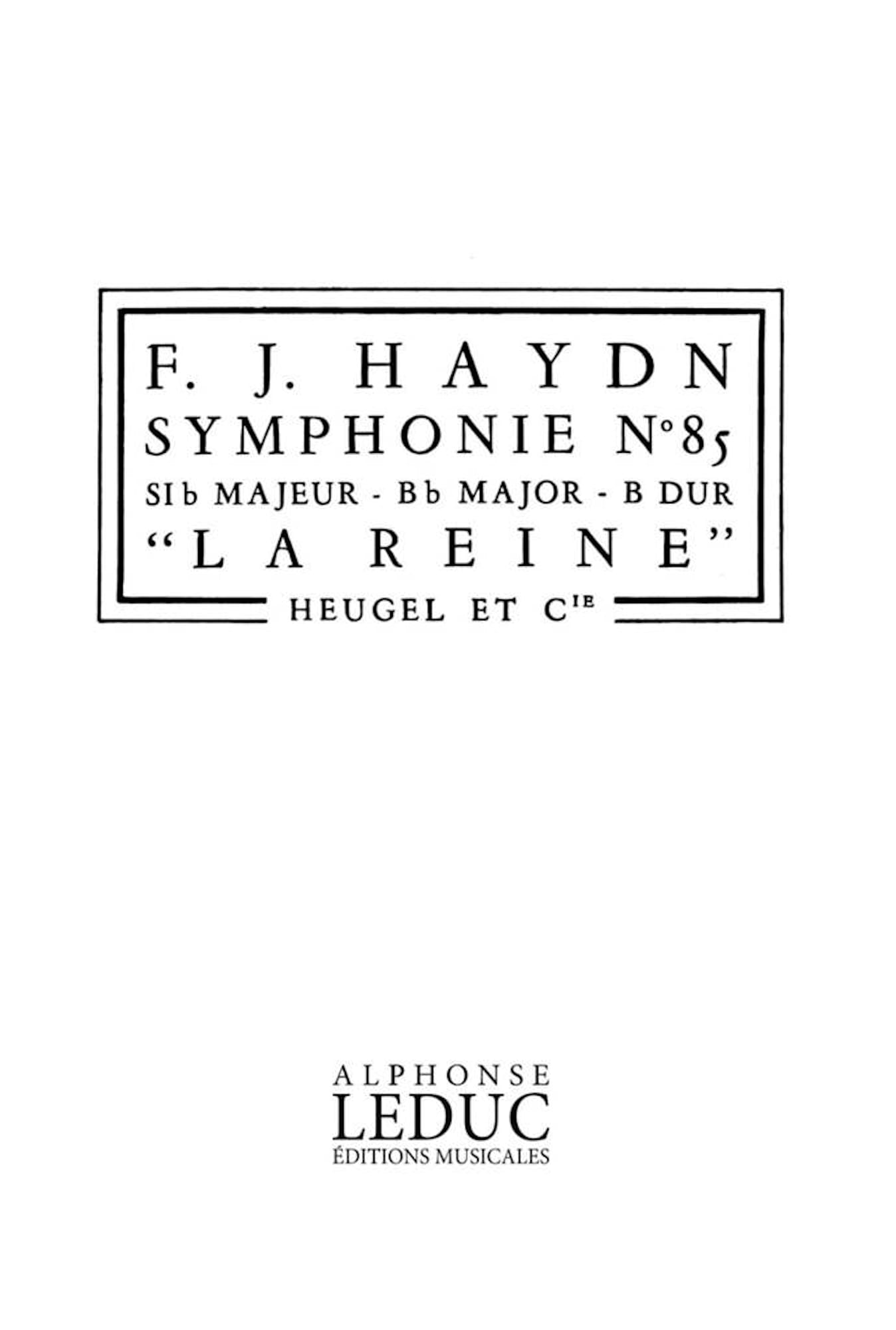 Symphonie N° 85 La Reine - Conducteur HAYDN Partition Petit format