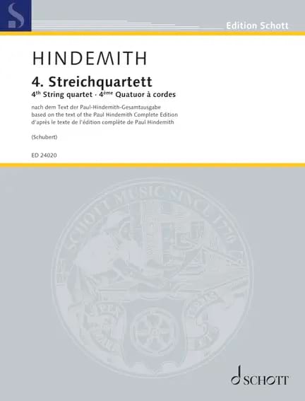 Quatuor à cordes n° 4, opus 22 HINDEMITH Partition Quatuors