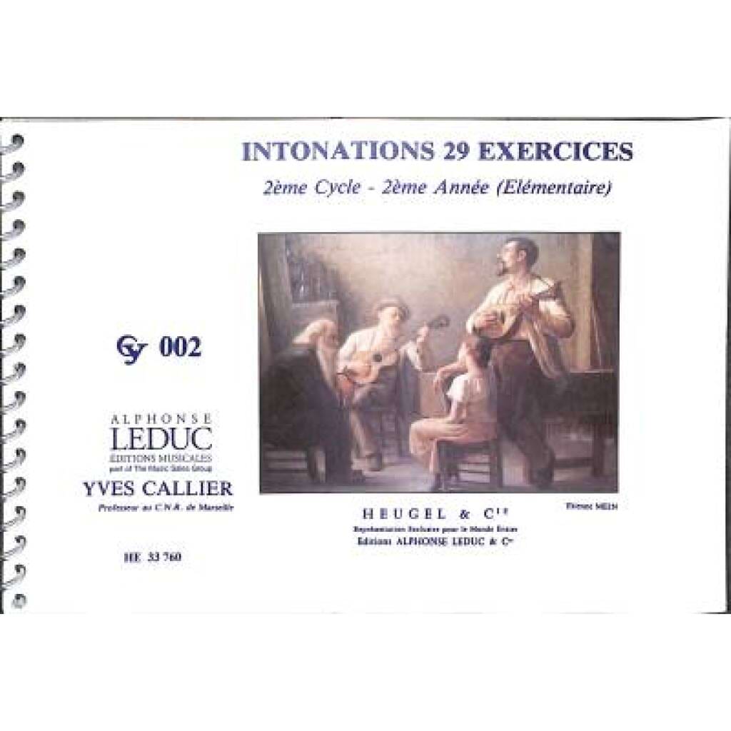 Intonations, 29 exercices Yves Callier Partition Solfèges