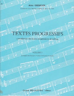 Textes progressifs - Volume 1 Alain Grimoin Partition Solfèges