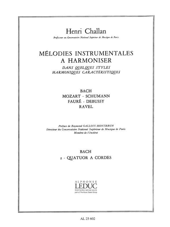 Melodies Instrumentales à Harmoniser Henri Challan Partition
