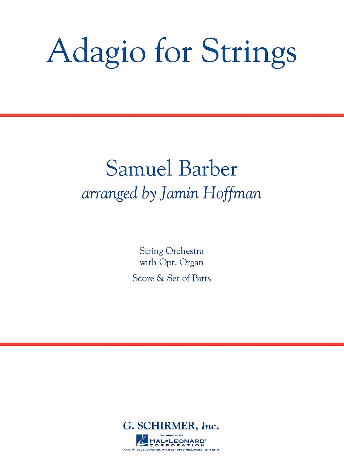 Adagio For Strings Arr. Hoffman - Score & Parts - BARBER - Partition